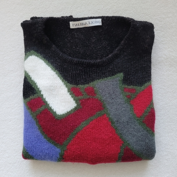 Malina Wong Vintage Angora Viscose Abstract Pullover Sweater Ladies EUC - Picture 10 of 11